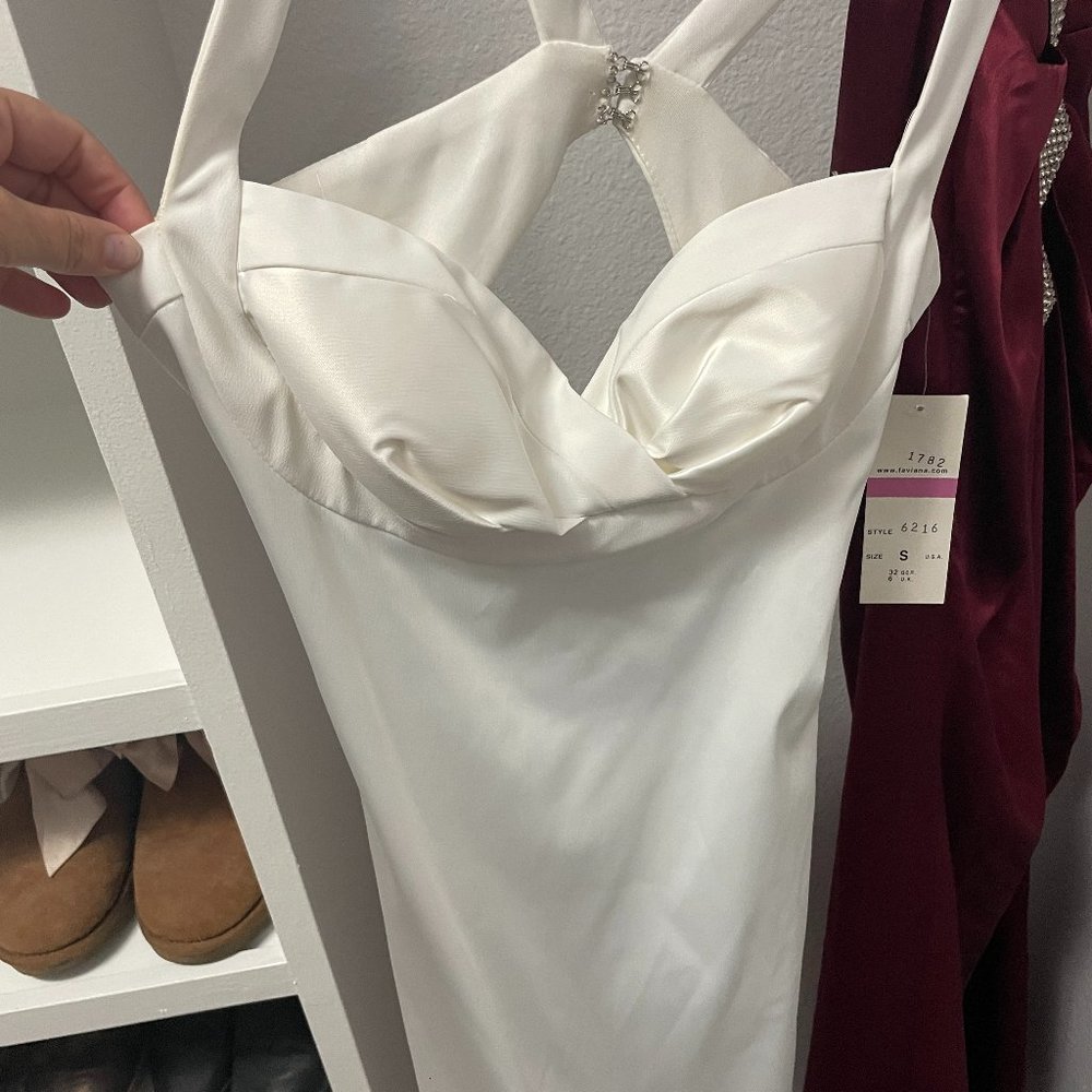 Faviana White, Open-Back Dress